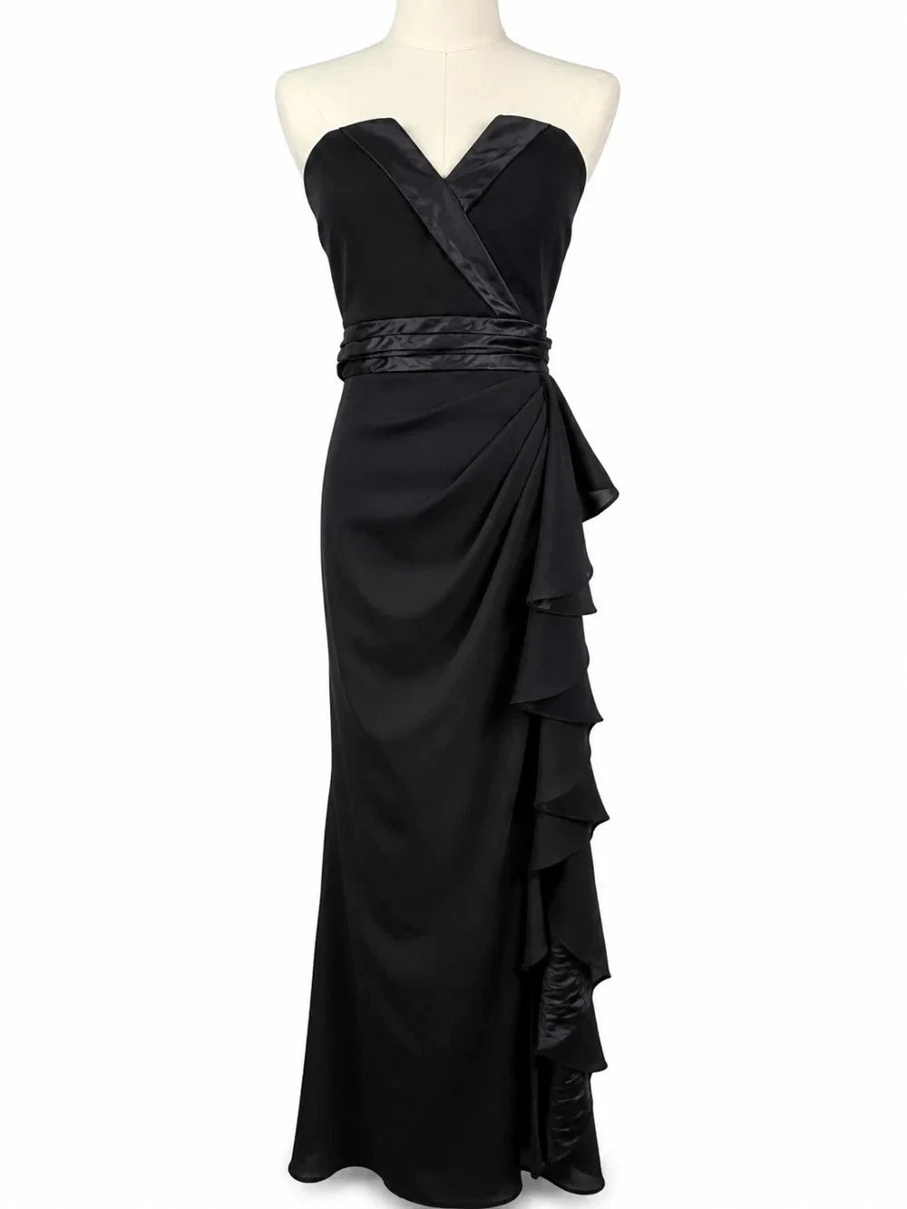 Badgley Mischka Collection Black Strapless Ruffle Evening Gown Formal Dress 6